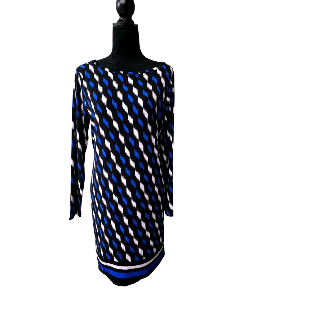 Michael Kors Women's knee Length Sleeve Geometric Print Shift Dress Size L