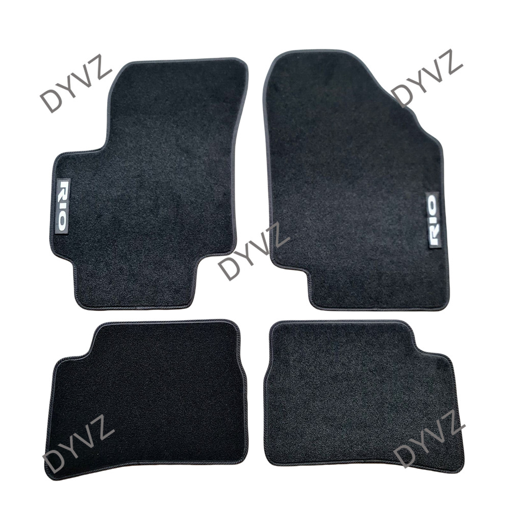 Waterproof Velour Floor Mats for Kia Rio - Black Carpet Auto Liners