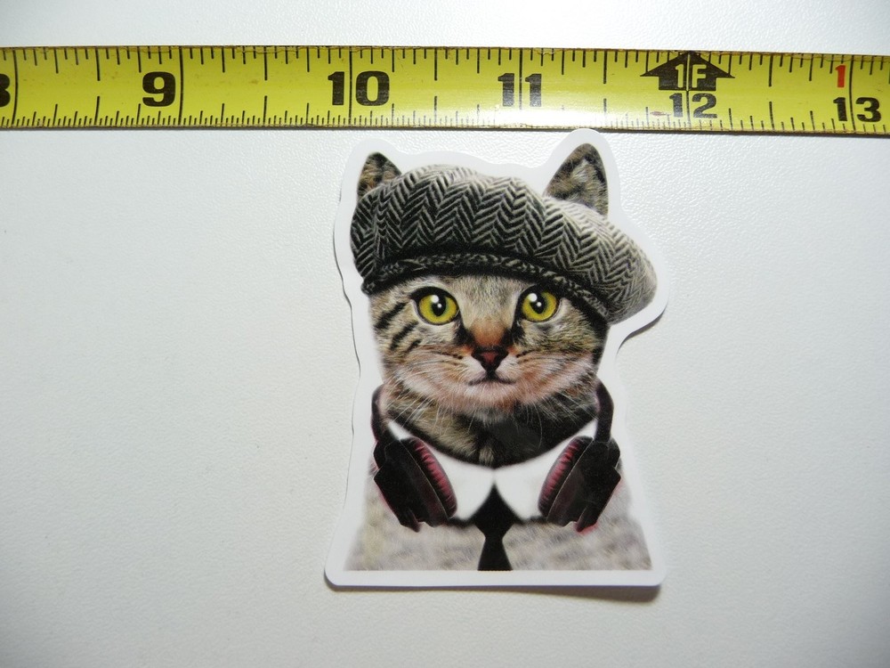 Fancy Beret Cat Headphone Decal Sticker for Pet Lovers