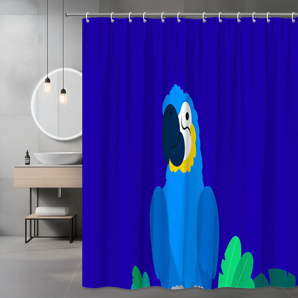 Blue Parrot Shower Curtain Bird Graphic Print