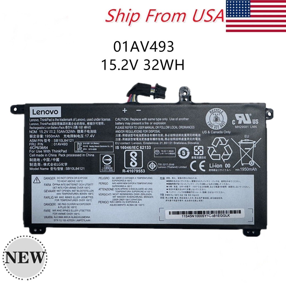 NEW OEM Genuine 01AV493 Battery For Lenovo ThinkPad T570 T580 00UR891 SB10L84123
