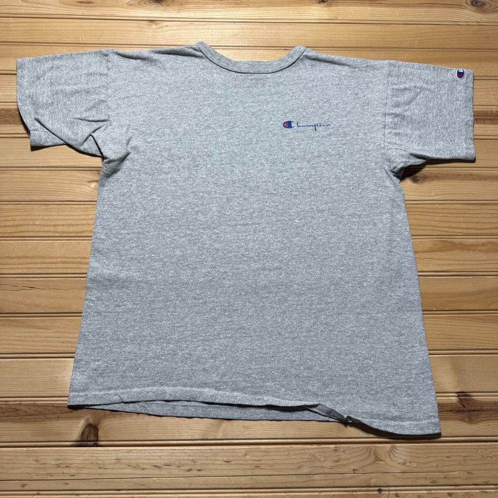Vintage 80s Champion Script Embroidered Logo Streetwear Heather T-Shirt USA - XL