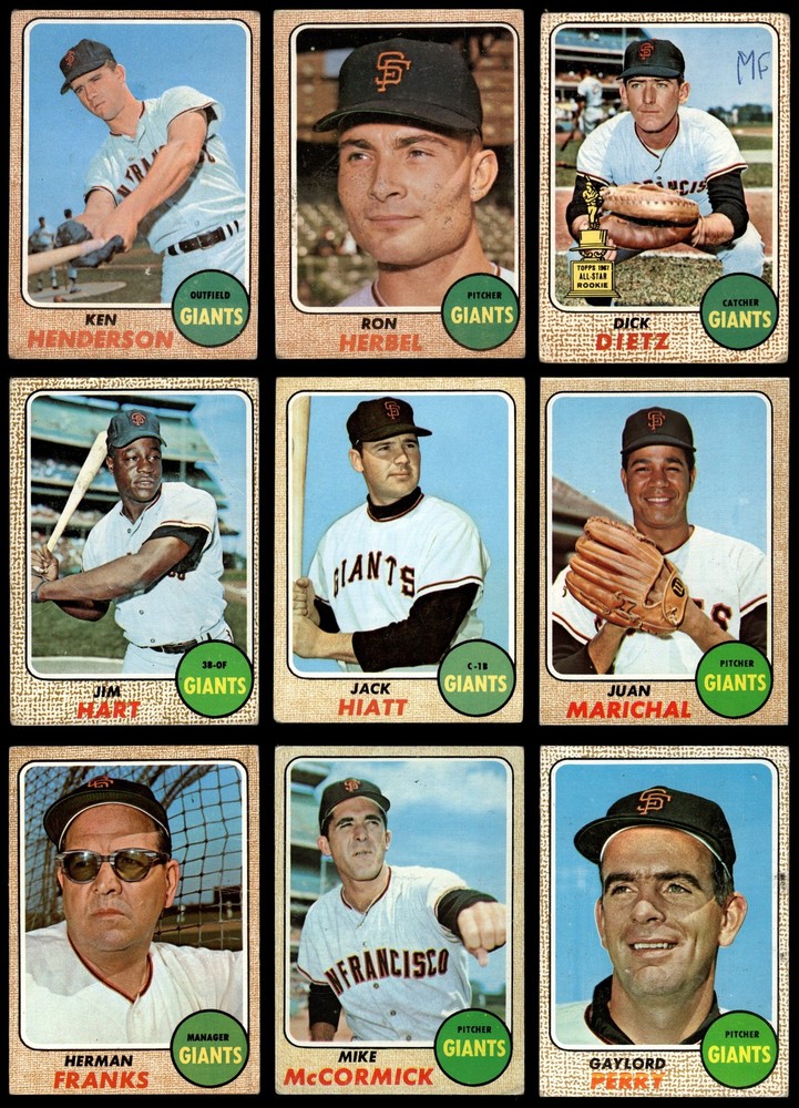 1968 Topps San Francisco Giants Near Team Set 2.5 - GD+ 6800165 (17 / 31 cards)