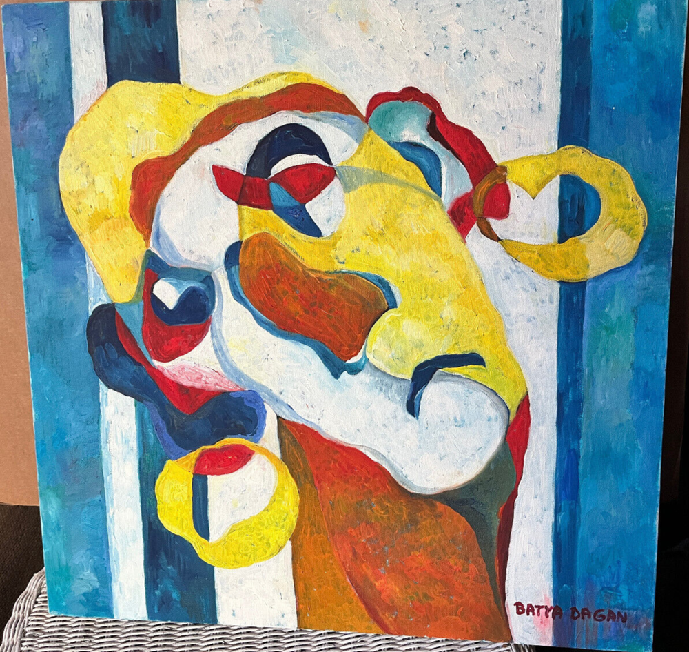 Lady with Earrings ORIGINAL OIL CANVAS PAINTING SIGNED Abstract Modern Art Funny-image