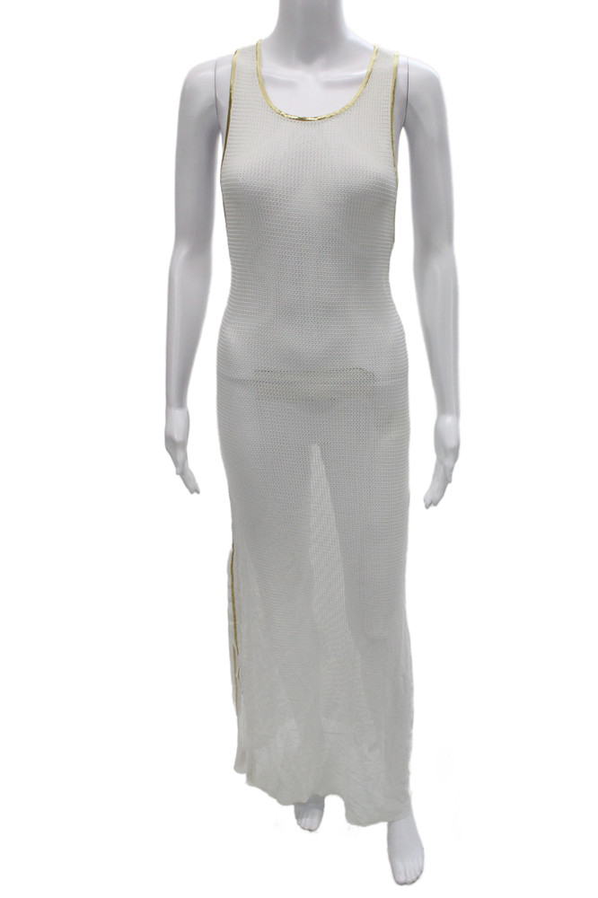 Chio Womens White Maxi Dress Sleeveless Round Neck Nylon Beach Mid Calf Size SFree Shipping in US $100+ Orders | $6.95 Orders Below