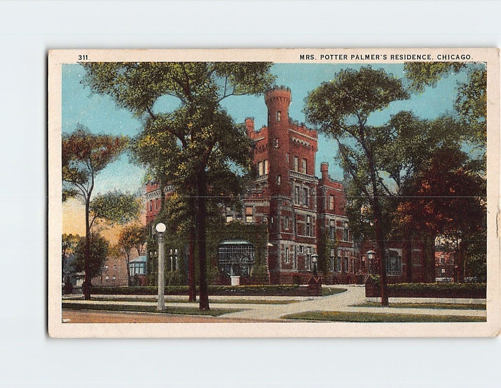 Postcard Mrs. Potter Palmers Residence Chicago Illinois USA