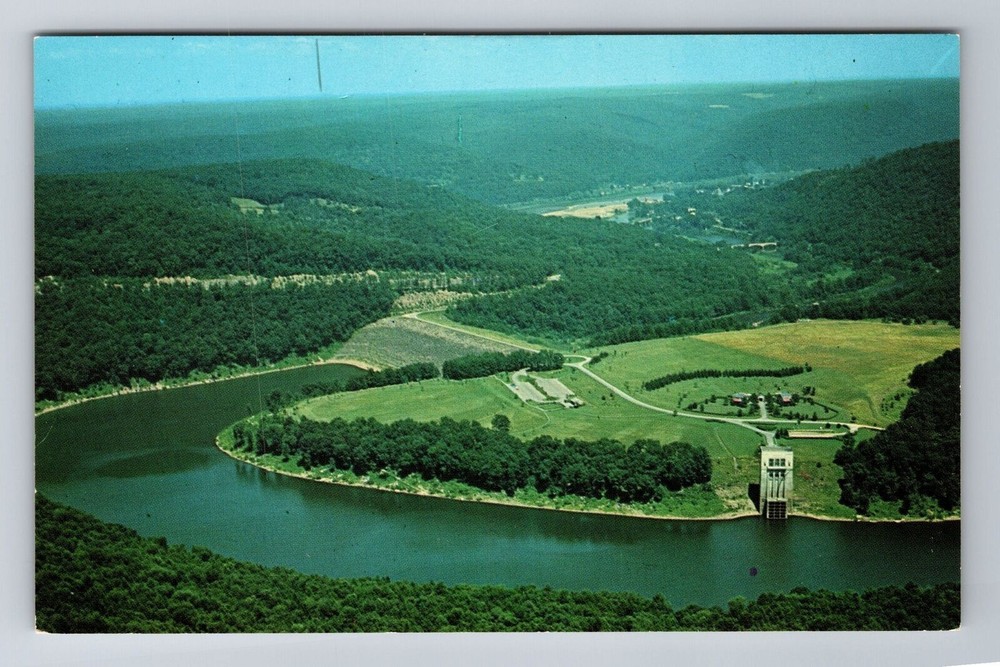 Tionesta Dam PA-Pennsylvania, Aerial View Tionesta Creek, Dam Vintage Postcard