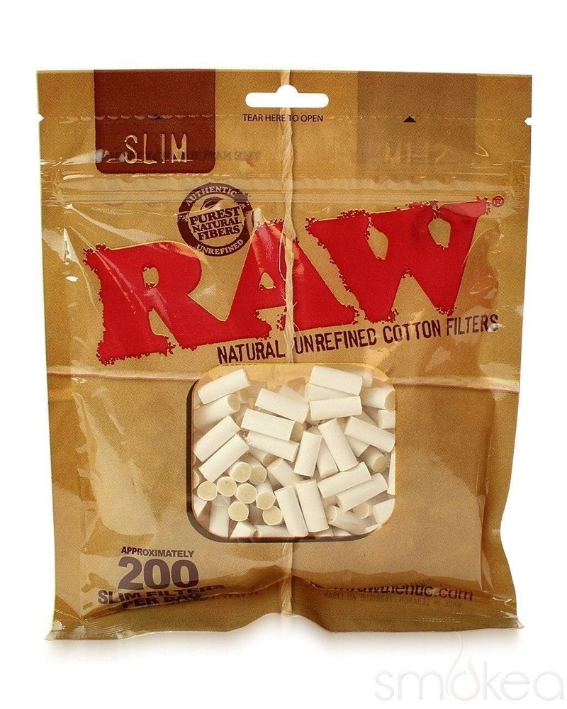 Raw Slim Natural Cotton Filters Bag – 200 Count Unrefined Rolling Papers
