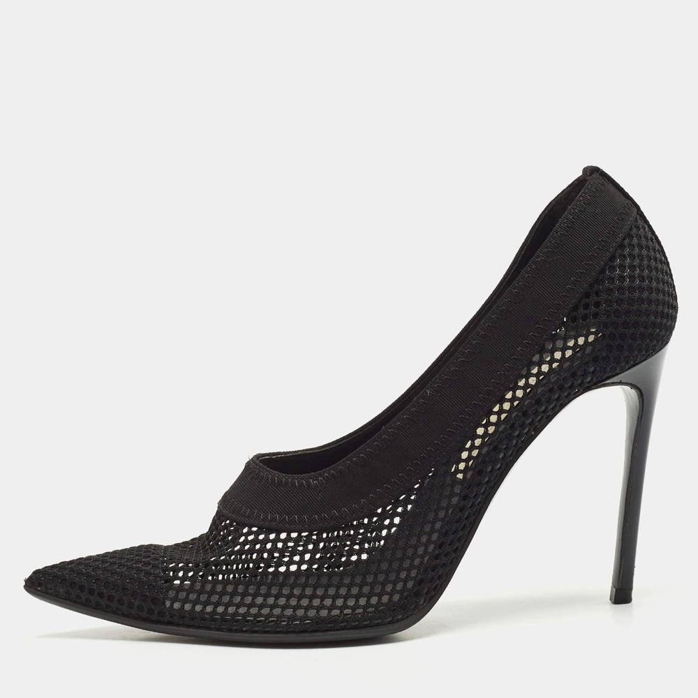 Stella McCartney Black Knit Mesh Pointed Toe Pumps Size 36