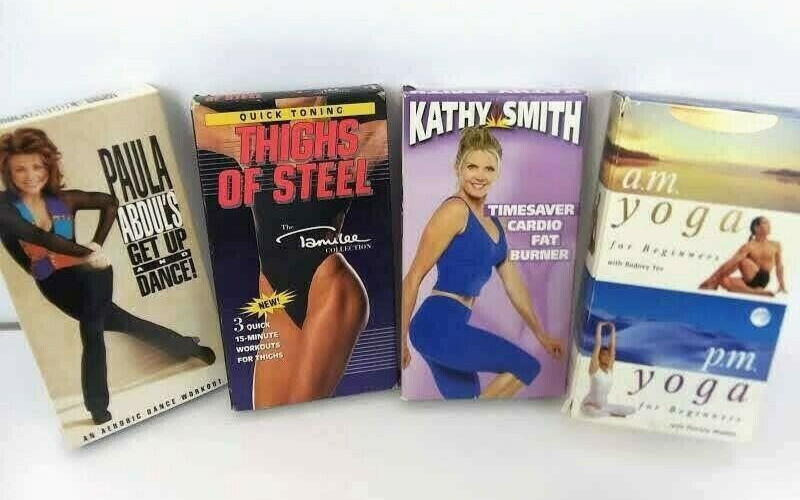 VHS Tapes Lot Of 5 Workout Paula Abdul's Get Up And Dance A.M P.M Yoga Fitness