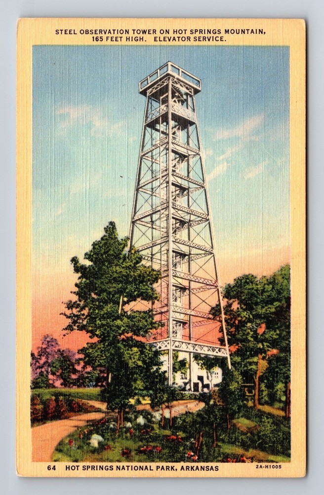 Hot Springs National Park AR-Arkansas Steel Observation Tower Vintage Postcard