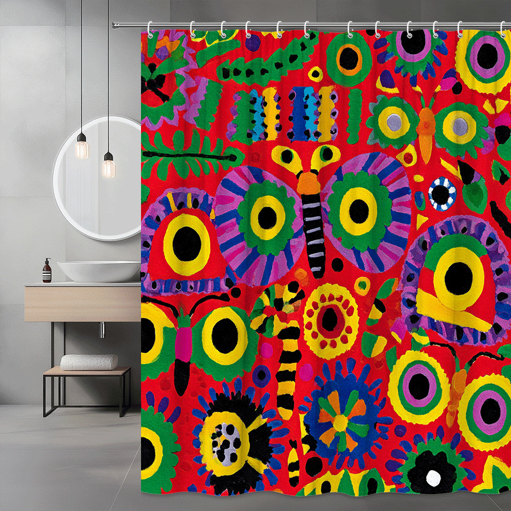 Colorful Butterfly Floral Shower Curtain Abstract Print