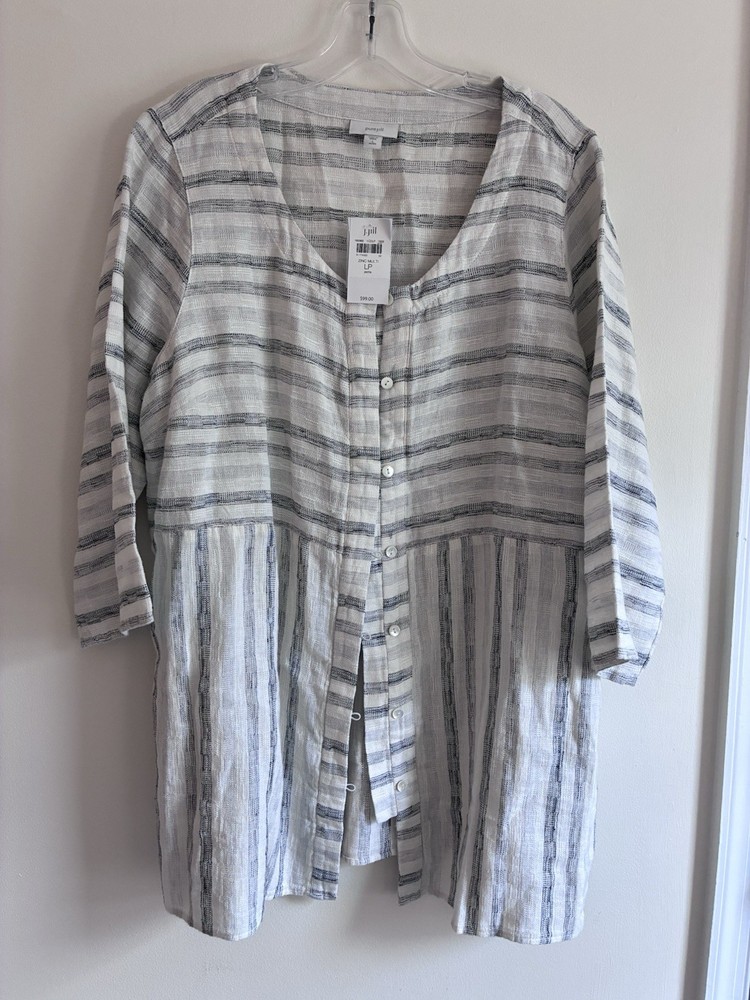 J. Jill Women’s Linen Striped Tunic Brand New With Tags Size Large Petite
