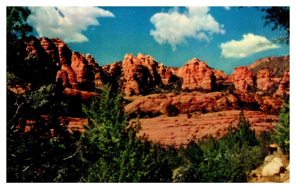 Sedona AZ Arizona Lower Oak Creek Canyon Sandstone Cliffs Chrome Postcard