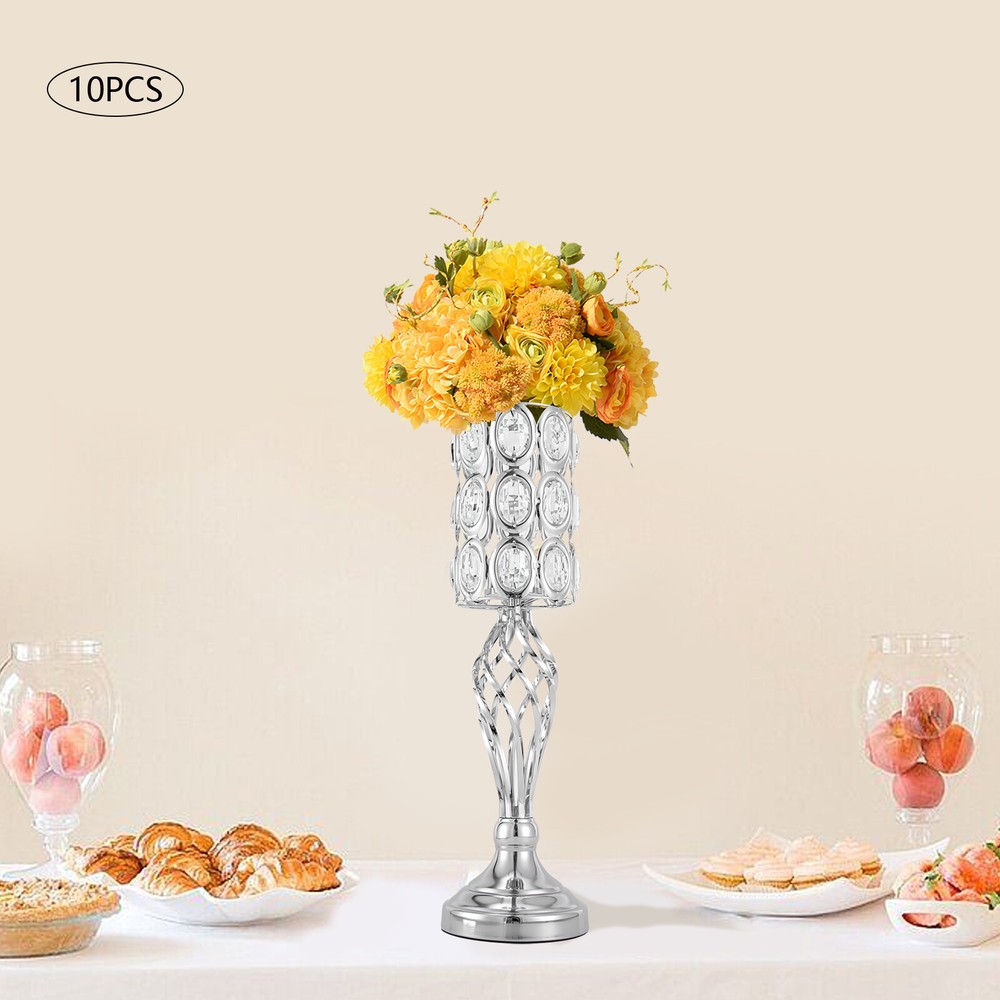 10 Pcs Silver 19.7x6.3'' Tall Vase Metal Vases Wedding Centerpieces for Party