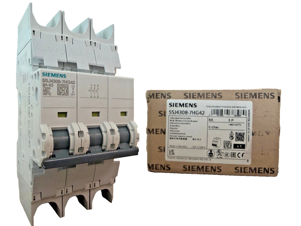Siemens SENTRON 5SJ4308-7HG42 Miniature Circuit Breaker | 8A, 3-Pole