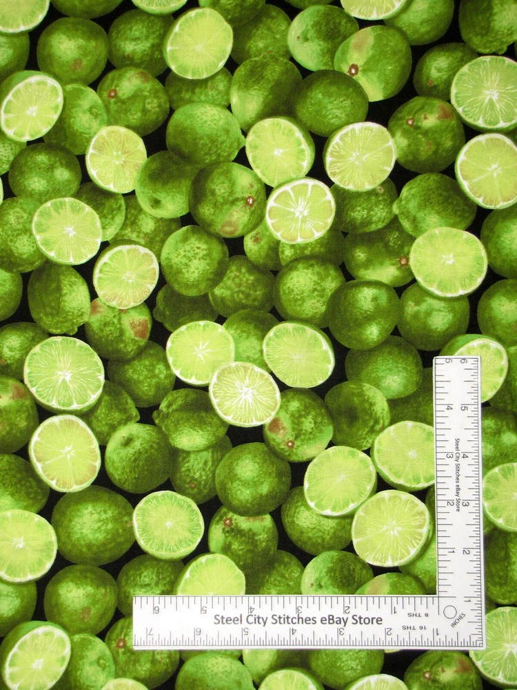 Fruit Fabric Food Lime Citrus Green Cotton Timeless Treasures C7751 By The Yard