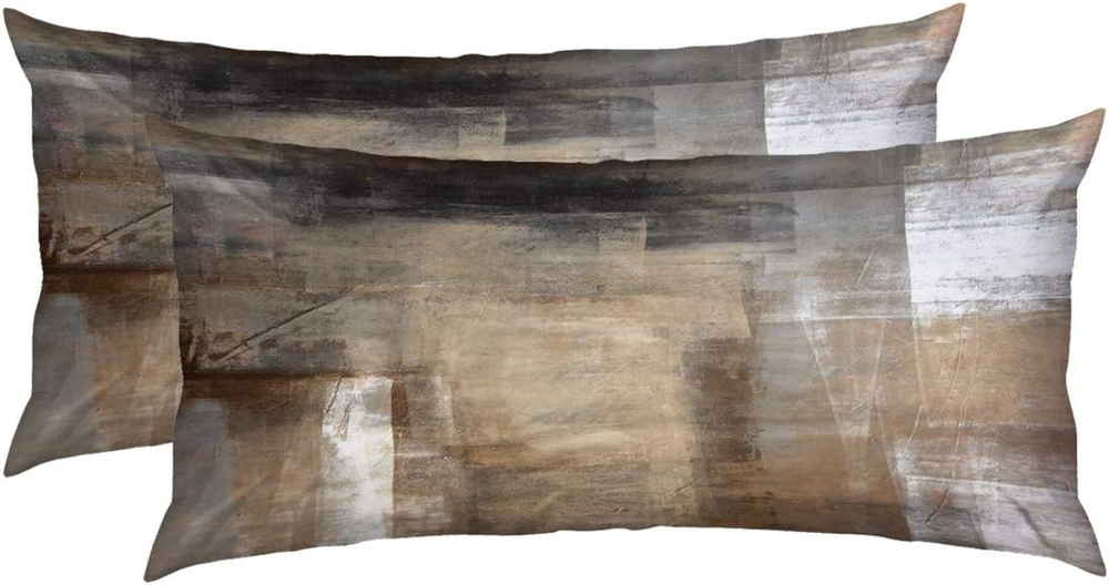 Brown Beige Abstract Art Double-Sided Throw Pillow Covers for Stylish Home Decor-image