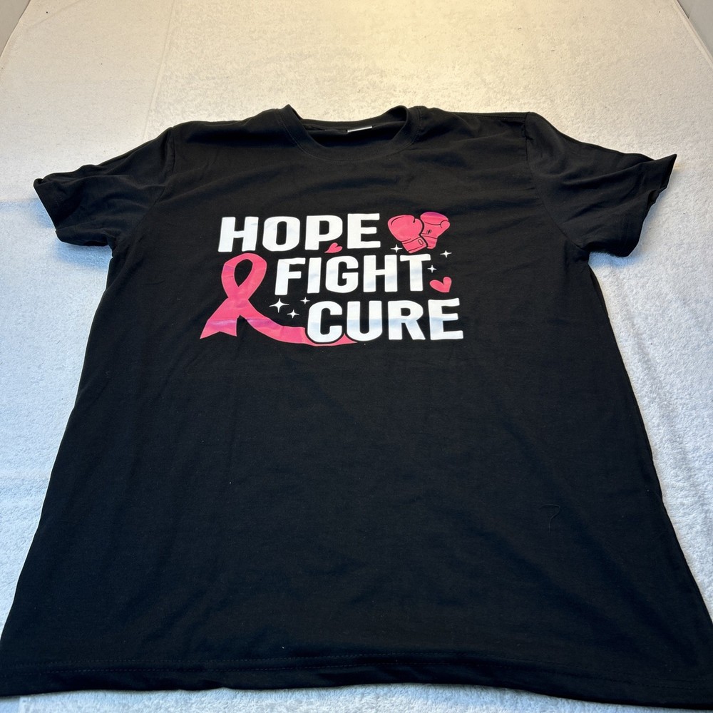Pink Ribbon Breast Cancer Awareness Hope Fight Cure Unisex T-Shirt Black XL New