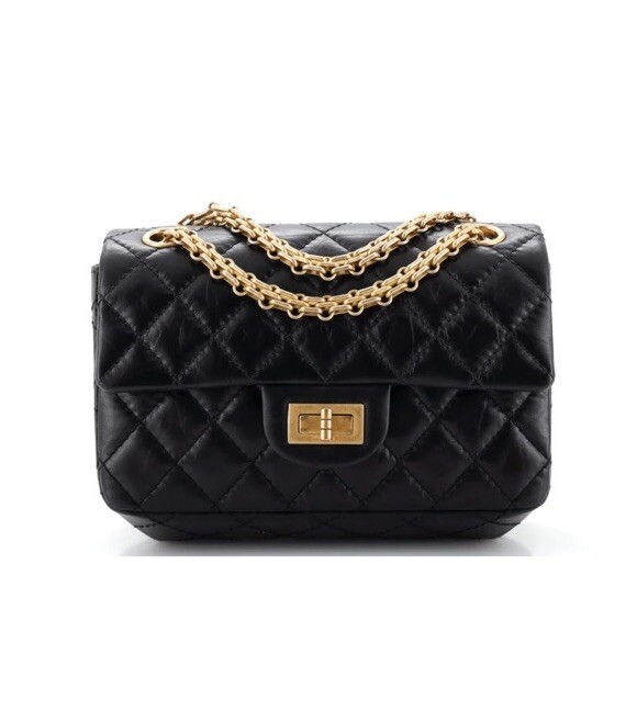 CHANEL Aged Calfskin Quilted 2.55 Reissue Mini Flap Black