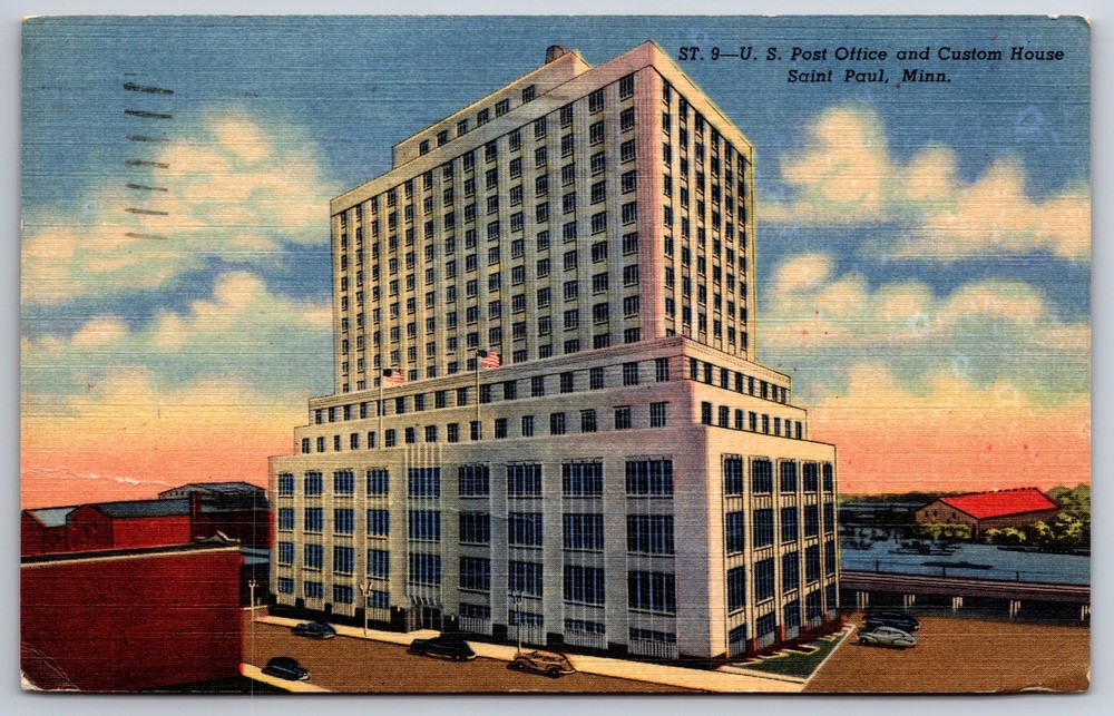 St Paul Minnesota~US Post Office & Custom House/Federal Bldg~1952 Linen Postcard