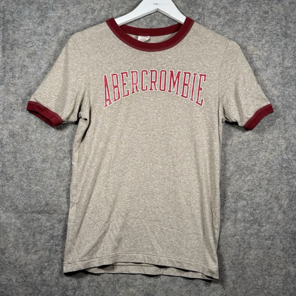 Vintage Abercrombie & Fitch Spellout Ringer T Shirt Mens Size S 18x25 50/50