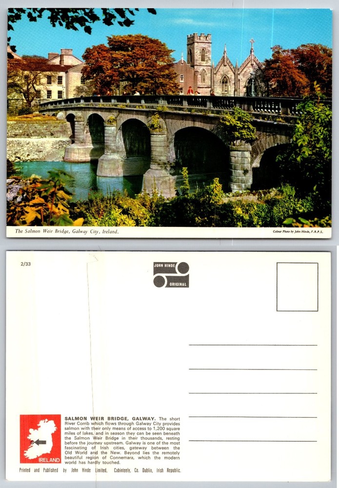 Salmon Weir Bridge Galway City Ireland John Hinde Colour Photo Postcard