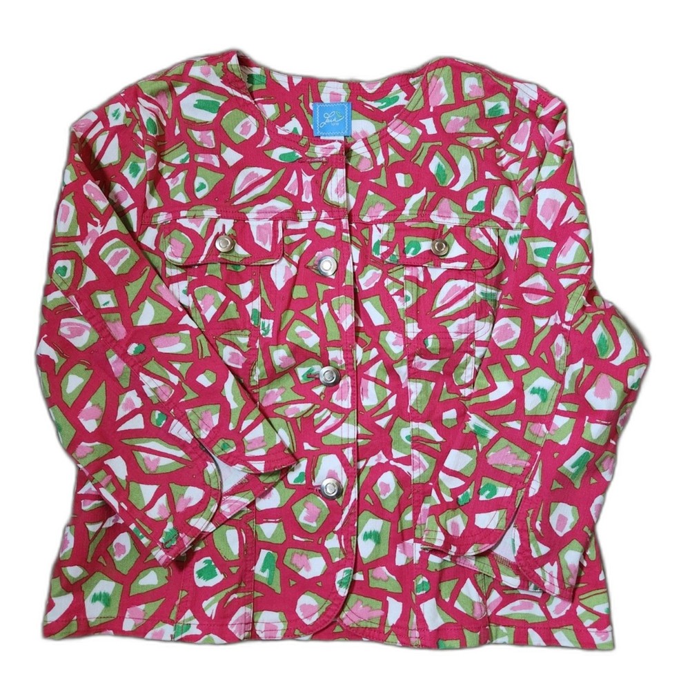 Lark Lane Women’s 3/4 Sleeve Button Down Shirt Size 14 – Multicolor Pink