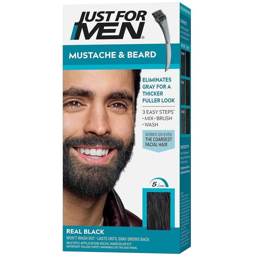 Just For Men Mustache & Beard Dye with Brush in Real Black