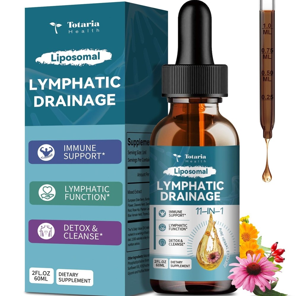 Liposomal Lymphatic Drainage Drops - 11 In 1 Organic Lymphatic Drainage Suppl...