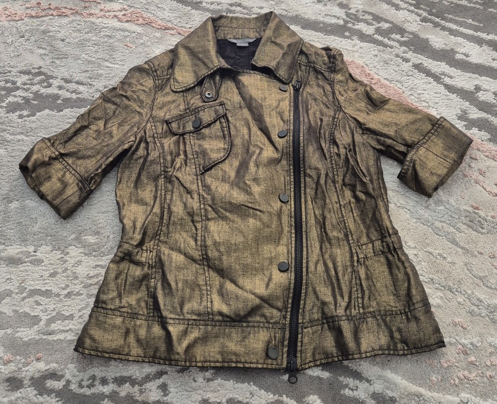 Womans AX Metallic Gold Adjustable Moto Jacket Size L