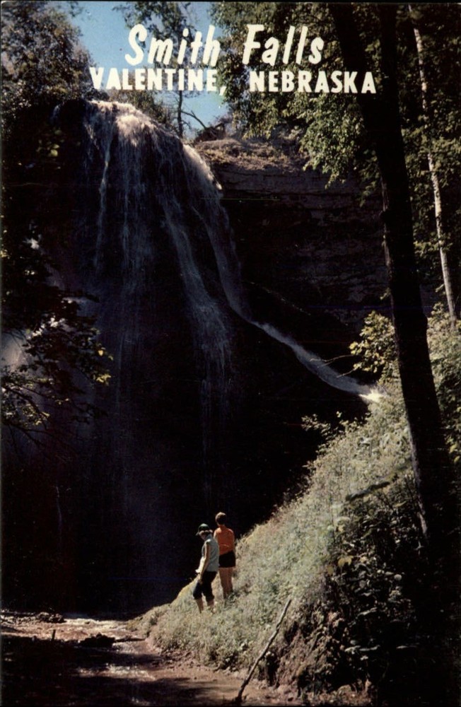 Smith Falls Valentine Nebraska waterfall ~ vintage postcard dated 1965