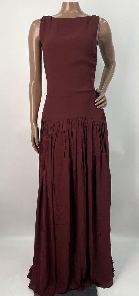Reformation Womens Maxi Dress Mahogany Size 4 Camella Sleeveless Boat Neck Lined