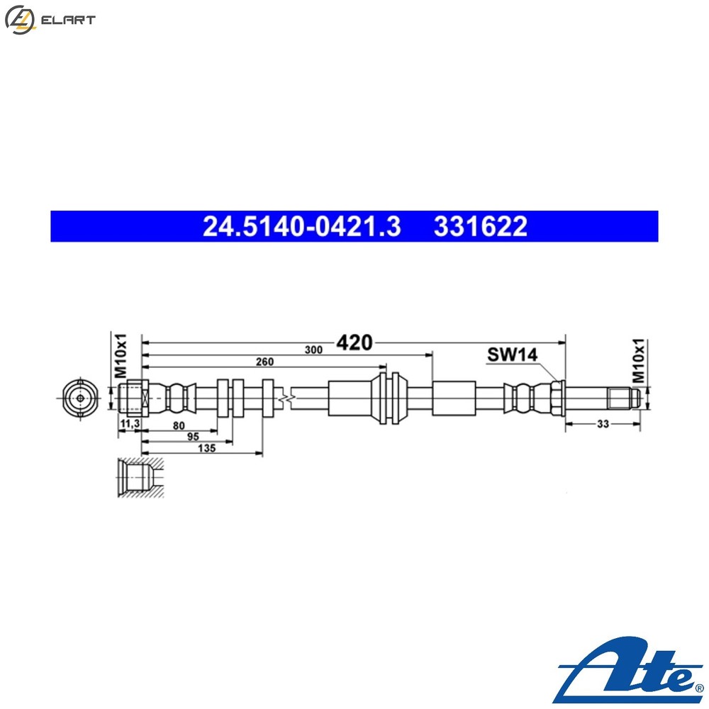 BRAKE HOSE 24.5140-0421.3 FOR AUDI A6/C7/Allroad A7/Sportback DDCB/CSUD 2.0L
