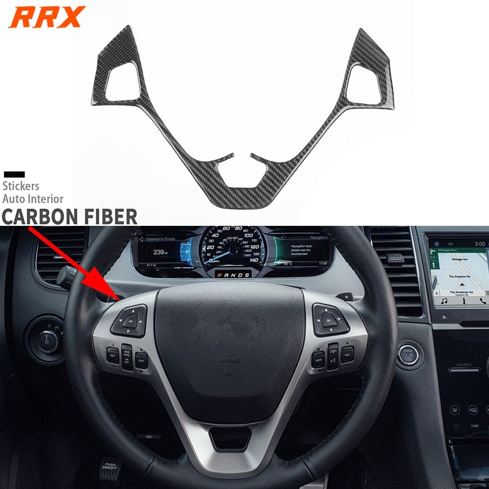 Real Carbon Fiber Interior Steering Wheel Panel Cover Trim For Ford Taurus 13-19