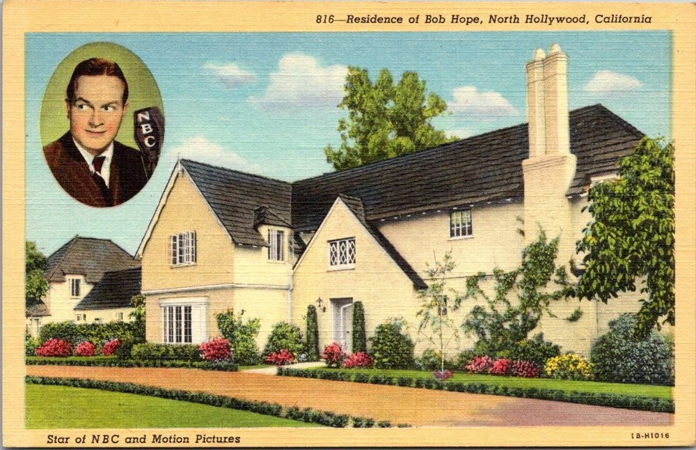 Bob Hope Residence North Hollywood CA Linen Postcard 1930s Actor NBC Star