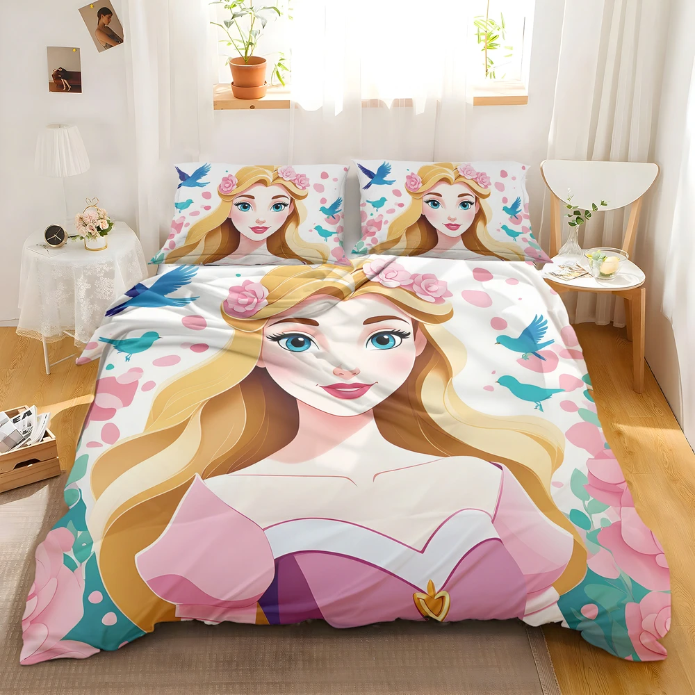 Sleeping Beauty Princess Aurora Embroidery Quilt Duvet Cover Set Bedclothes