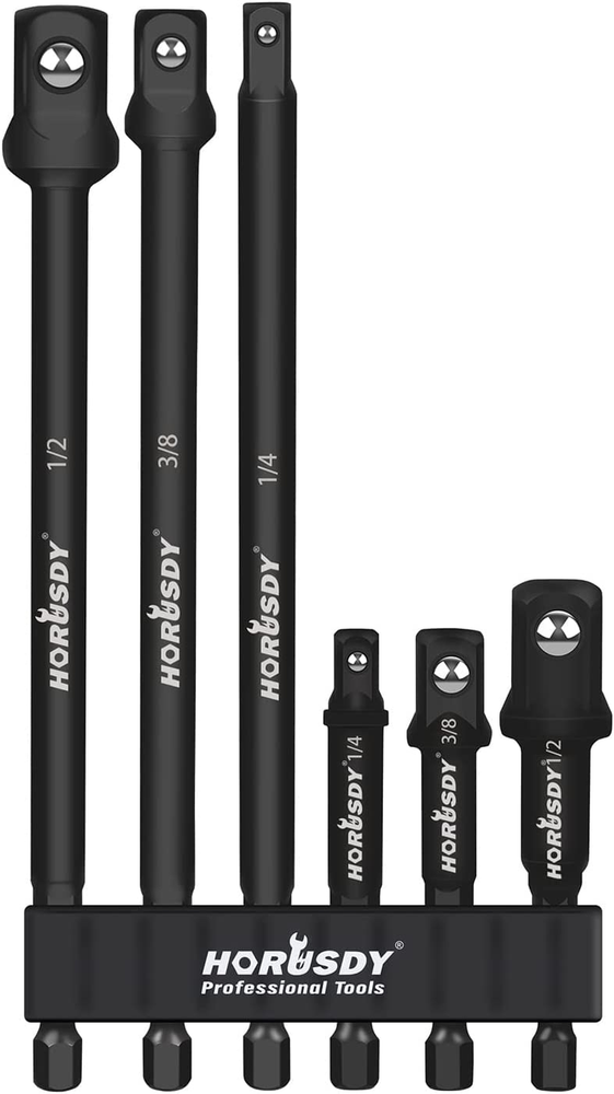 6-Piece Impact Grade Power Drill Sockets Adapter Sets, 3-Inch and 6-Inch Hex Sha