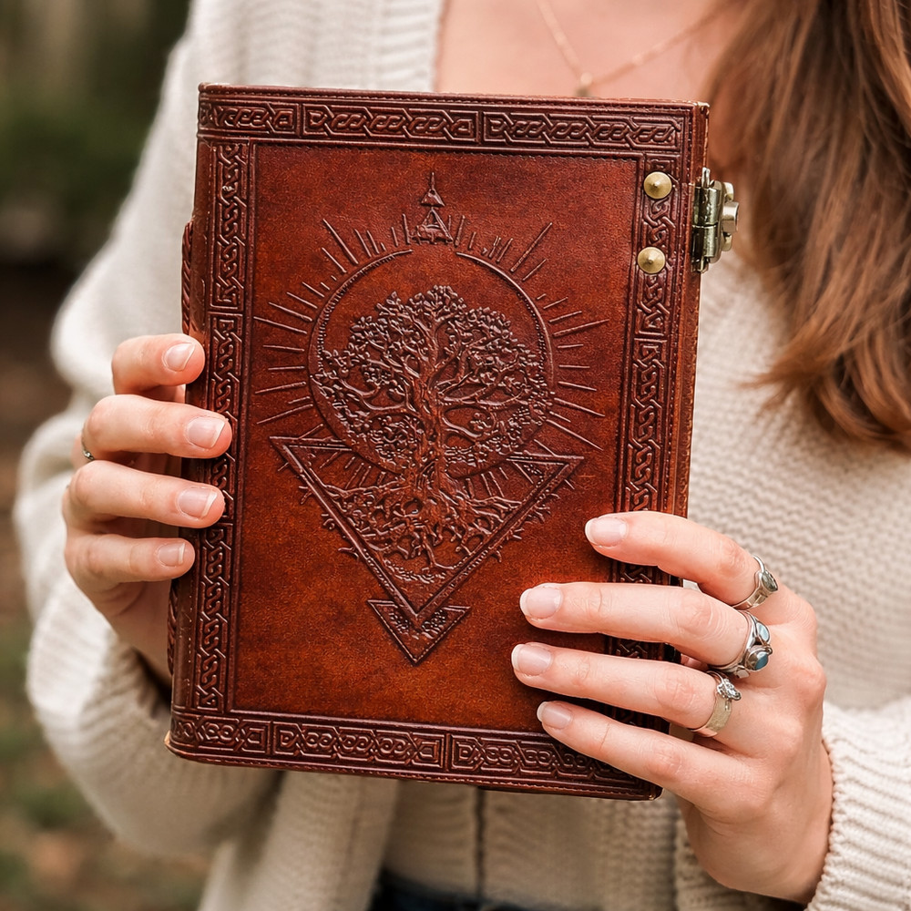 Leather Journal Handmade 7x5'' Vintage Diary Notebook Double Lock 200 Blank Page