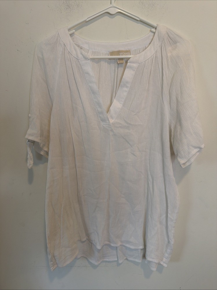Michael Kors Women’s Split Neck Short Sleeve Blouse Size Large