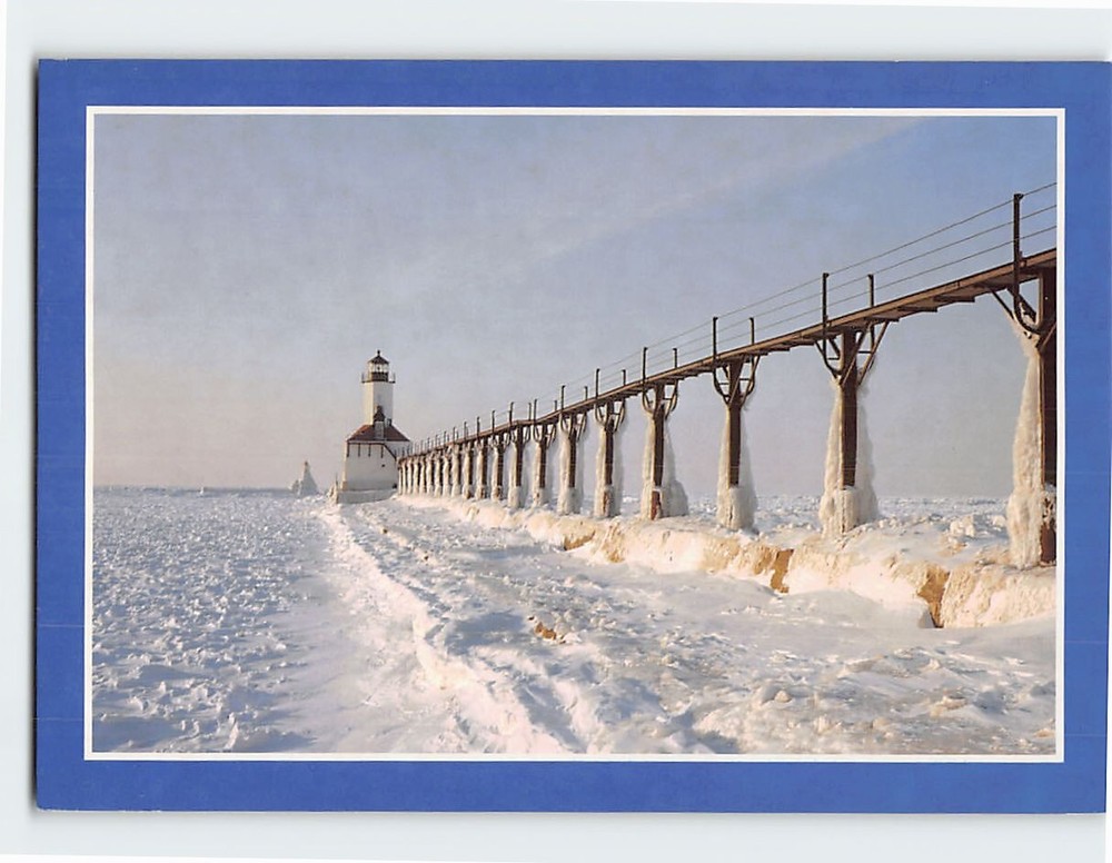 Postcard Michigan City  Harbor Lighthouse Indiana