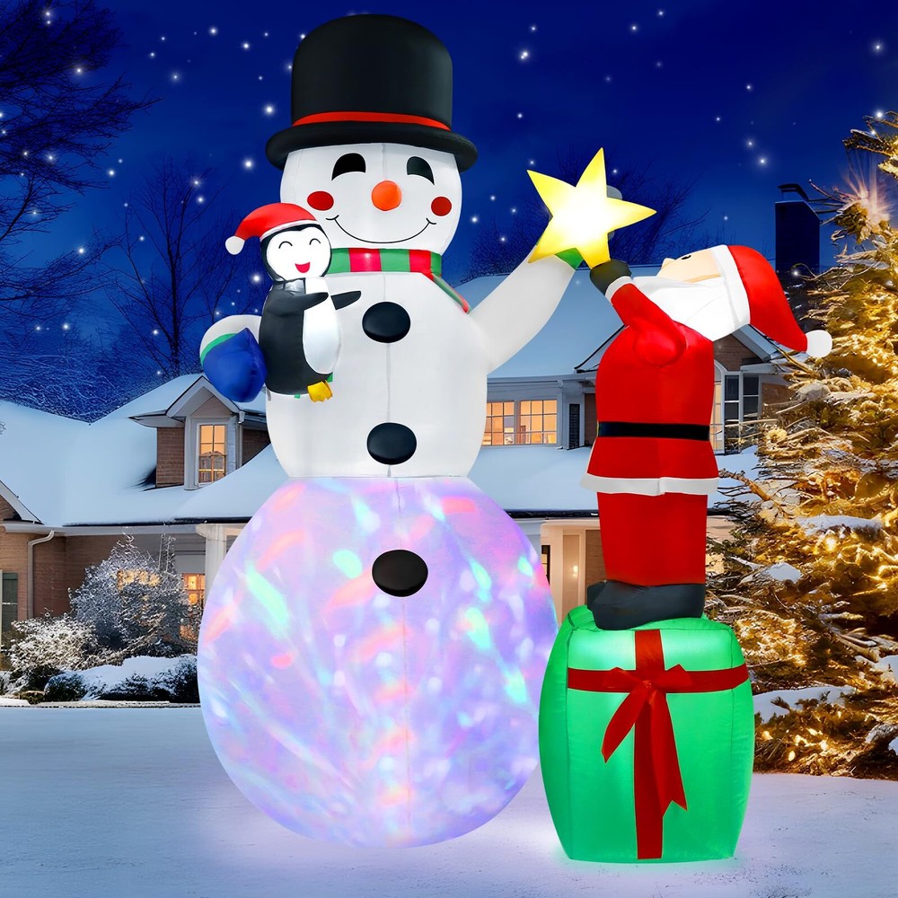 8 Ft Christmas Inflatables Outdoor Decoration - Christmas Snowman Blow Up Yar...