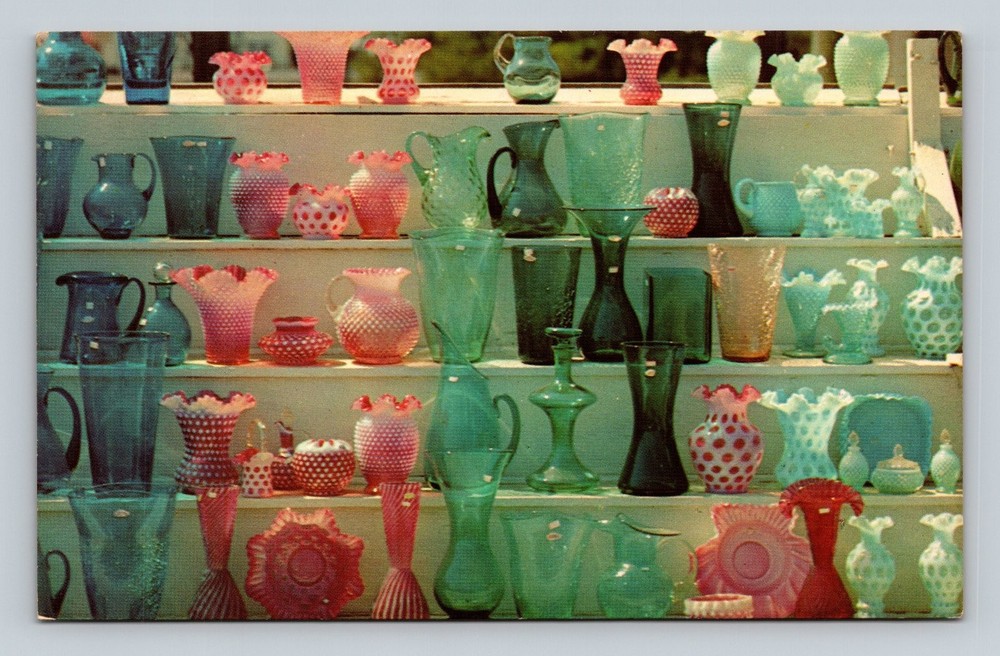 Vintage Cape Cod Glassware Display Postcard - Tichnor Lusterchrome