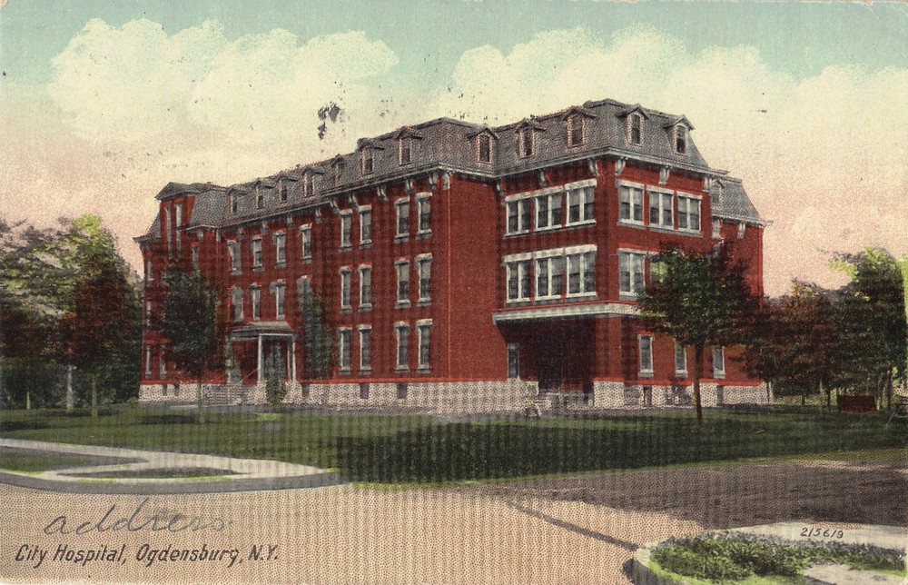 Ogdensburg NY  City Hospital Vintage 1914 DB Postcard *