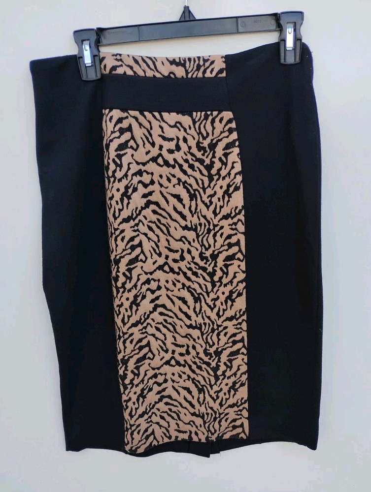 ADRIENNE VITTADINI Black Brown Animal Print Women's Skirt 8