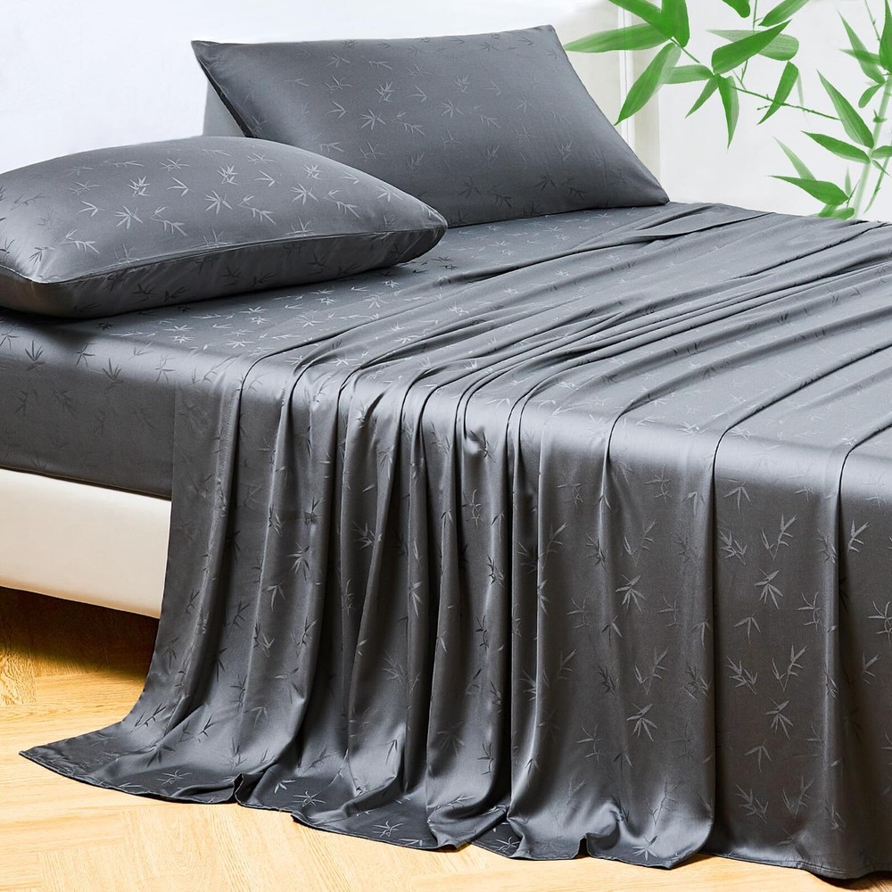 Jacquard Viscose Derived from Bamboo Sheets Queen Size - 600 Thread Count Lux...