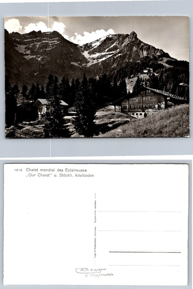 Adelboden Switzerland RPPC Our Chalet World Girl Guides Gyger Klopfenstein