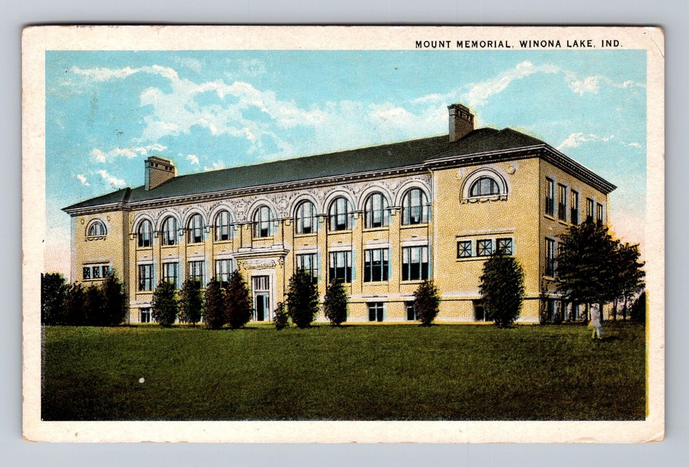 Winona Lake IN-Indiana Mount Memorial Vintage c1927 Postcard Post
