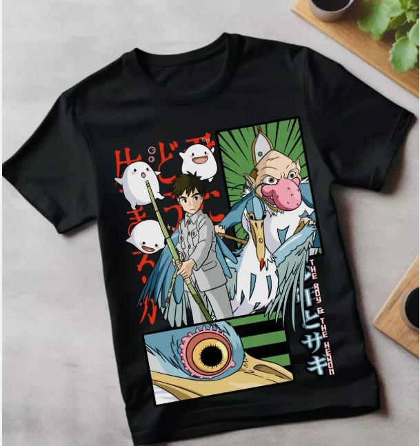 Anime The Boy And The Heron Black T Shirt Size S - 5XL #1