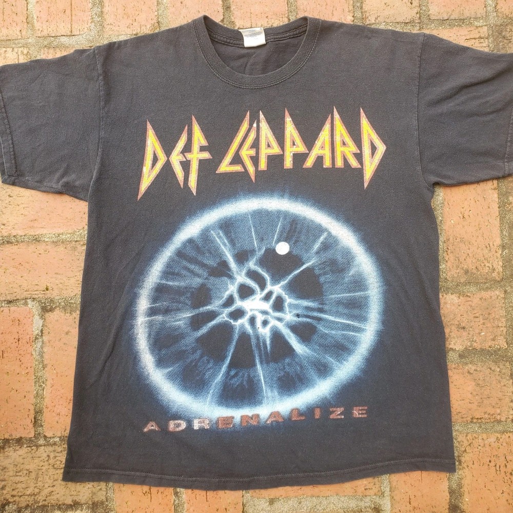 VTG DEF LEPPARD ADRENALIZE Band Distressed T shirt LARGE Gildan